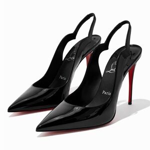 Christian Louboutin Black Patent Hot Chick Slingback Pumps